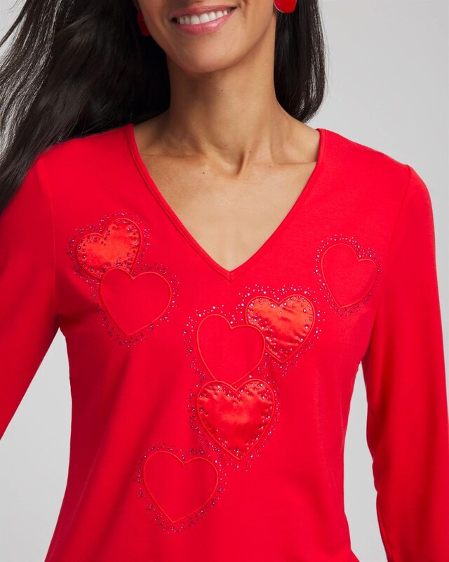Embellished Heart V-Neck Tee - image 4